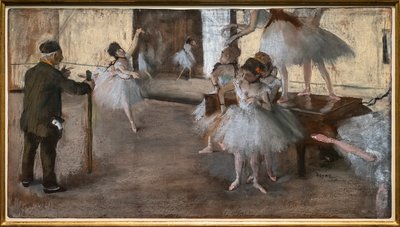 Dansetimen. Omkring 1876. Pastell på papir limt på papp. av Edgar Degas