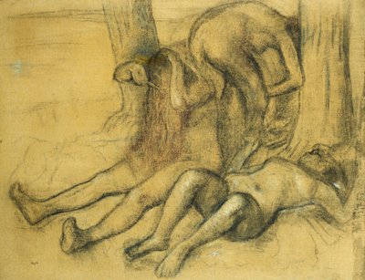 Tre badere under et tre; Tre badere under et tre, ca. 1894 av Edgar Degas