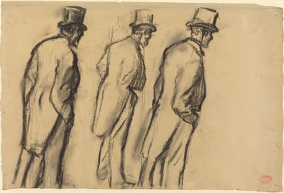 Tre studier av Ludovic Halévy stående av Edgar Degas