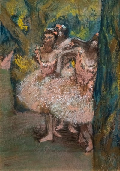 Tre dansere i lakseskjørt. 1904-1906. Pastell på maruflepapir på papp. av Edgar Degas