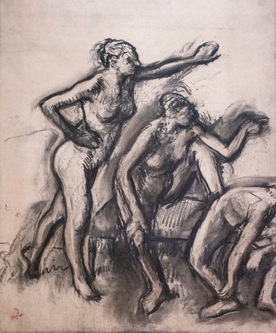 Tre nakne dansere. Omkring 1903. Kull på kalkerpapir. av Edgar Degas