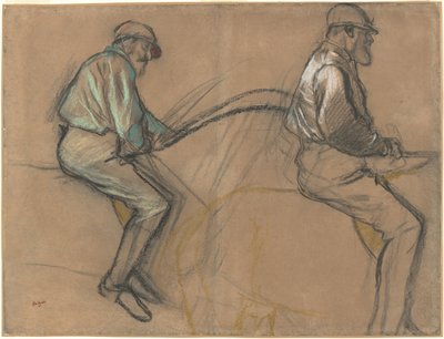 Two Studies of a Jockey, ca. 1884 (kritt, kull og pastell på brunt papir) av Edgar Degas