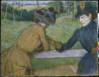 To kvinner som lener seg på en gjerdeskinne av Edgar Degas