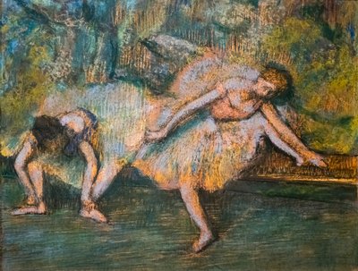 To dansere. Rundt 1900. Pastell på papir på papp. av Edgar Degas