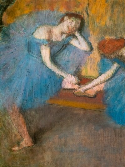 To hvilende dansere (også kjent som "Blå dansere") (detalj). Rundt 1898. Pastell på fint velinpapir. av Edgar Degas