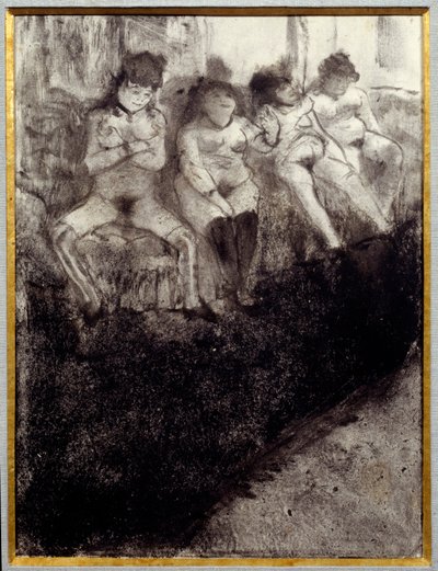 Venter på andre versjon. Det er prostituerte som venter på kunder på et bordell. Maleri av Edgar Degas av Edgar Degas