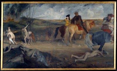 Krigsscene i middelalderen Maleri av Edgar Degas (1834-1917) 1861 Søn. 0,85x1,47 m Paris, musee d