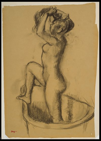 Kvinne som står i et badekar, ca. 1890-92 av Edgar Degas