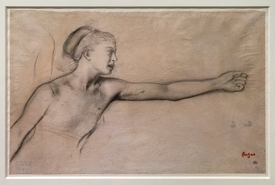 Ung spartansk jente (studie for "Little Spartan girls provosing boys"). Rundt 1860-1862. Svart blyant, grafitt, blander på kalkerpapir. av Edgar Degas