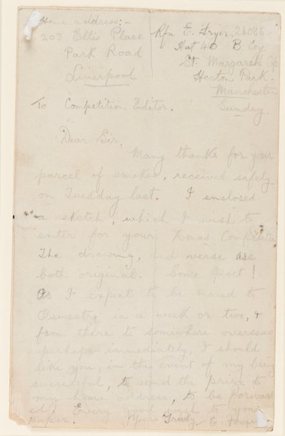 Brev til en aviskonkurranseredaktør, 1914-18 av Edgar Fryer