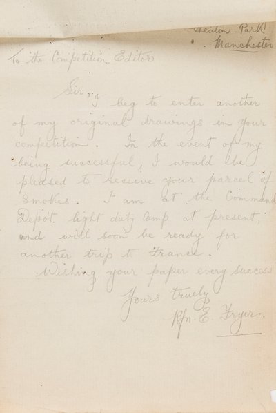 Brev til en aviskonkurranseredaktør, 1917 av Edgar Fryer