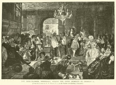 Ante-kammeret, Whitehall, under Charles IIs døende øyeblikk av Edgar Melville Ward
