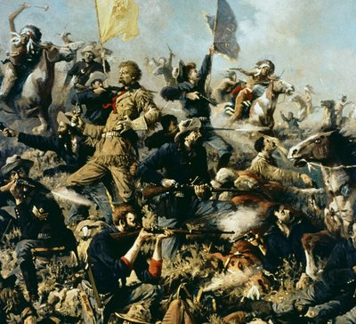 Slaget ved Little Bighorn, 25. juni 1876 (olje på lerret) (detalj i midten) av Edgar Samuel Paxson