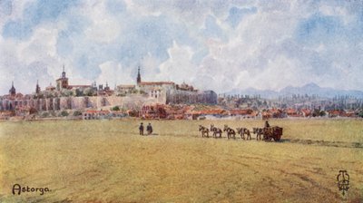 Nord-Spania: Astorga, fra sør-øst (farge litho) av Edgar T. A. Wigram