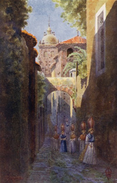Nord-Spania: Caceres, innenfor de gamle bymurene (farge litho) av Edgar T. A. Wigram