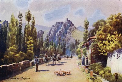 Nord-Spania: I Pass of Pajares, nær Pola de Gordon (farge litho) av Edgar T. A. Wigram