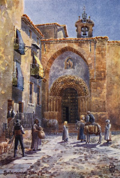 Nord-Spania: Salamanca, San Martin-kirken (litho-farge) av Edgar T. A. Wigram