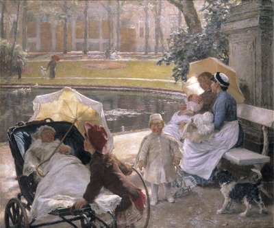 At the Corner of the Park (olje på lerret) av Edgard Farasyn