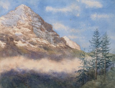 Eiger og Schneehorn (akvarell med gouache på papir) av Edith A. Paine