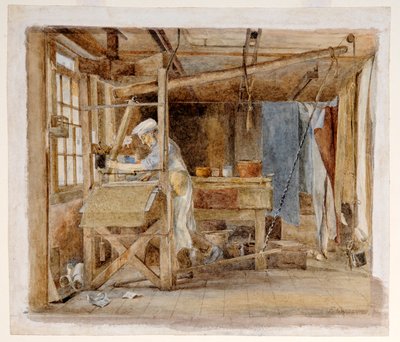 Block Printing at Jeffrey and Co., Liverpool Road, Islington, London, ca. 1880 (akvarell på papir) av Edith Capper
