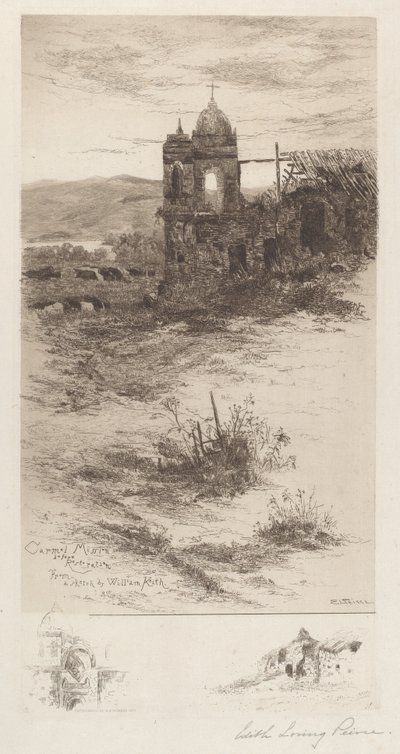 Carmel misjon før restaurering av Edith Loring Peirce Getchell, after William Keith