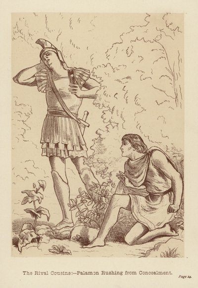 De rivaliserende søskenbarna, Palamon løper fra fortielse (lito) av Edith Scannell