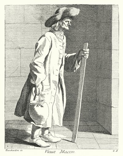 Gammel murer (gravering) av Edmé (after) Bouchardon