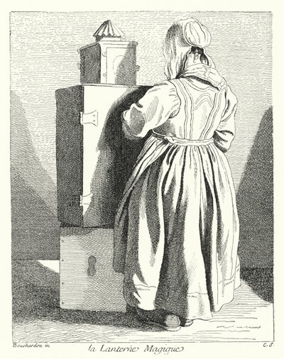The Magic Lantern (gravering) av Edmé (after) Bouchardon