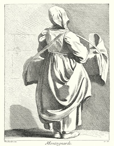 Kvinne fra fjellene (gravering) av Edmé (after) Bouchardon