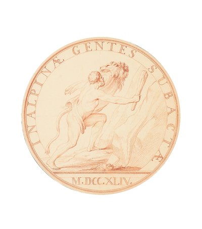 Hercules bevæpnet med en kølle i ferd med å krysse Alpene, 1744 av Edmé Bouchardon