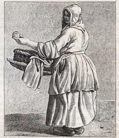 La merchant de pommes baked - Pepetit metier de Paris (Études prises dans le bas Peuple, ou les Cris de Paris) - engraving by Edme Bouchardon (1698-1762) av Edmé Bouchardon