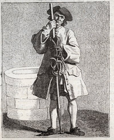Le cureur de puits - Pepetit metier de Paris (Études prises dans le bas Peuple, ou les Cris de Paris) - engraving by Edme Bouchardon (1698-1762) av Edmé Bouchardon