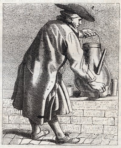 Kaffehandleren - Pepetit metier de Paris (Studier tatt i det nedre folket, eller Cris of Paris) - gravering av Edme Bouchardon (1698-1762) av Edmé Bouchardon
