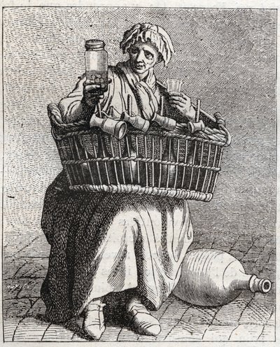 Le marchand de cognac - Pepetit metier de Paris (Études prises dans le bas Peuple, ou les Cris de Paris) - engraving by Edme Bouchardon (1698-1762) av Edmé Bouchardon