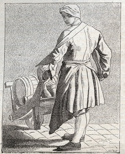 Eddikhandleren - Pepetit metier de Paris (Studier tatt i det nedre folket, eller Cris of Paris) - gravering av Edme Bouchardon (1698-1762) av Edmé Bouchardon