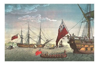 Napoleon går ombord i Northumberland for sin reise til St Helena, 8. august 1815, c1850 av Edme Bovinet