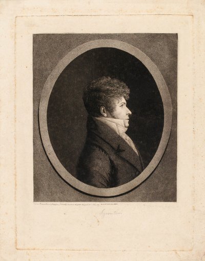 Portrett av dirigenten og komponisten Gaspare Spontini 1774-1851. av Edme Quenedey