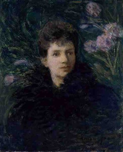 Ung kvinne med fioler, ca. 1910 (olje på lerret) av Edmond François Aman Jean
