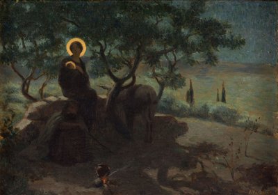 Flykt til Egypt, ca. 1915 (olje på lerret) av Edmond (1861-1943) Tapissier