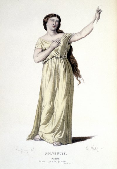 Karakteren til Pauline i tragedien Polyeucte martyr - Full Theatre: (Samling av skuespill av Corneille) tegning av Geffroy, gravering av L. Wolff - red. Laplace, Sanchez et Cie, Paris 1884 av Edmond Aime Florentin Geffroy