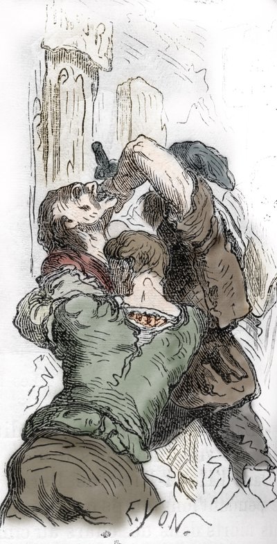 Svartedauden: slakting av jøder, 1348, illustrasjon fra "Histoire-populaire-de-France" av Charles Lahure, 1866 av Edmond Charles Yon