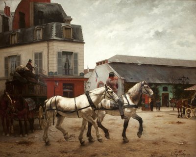 En bussholdeplass på Place de Passy av Edmond Georges Grandjean