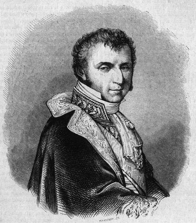 Portrett av Nicolas Francois Mollien (1758-1850), fransk politiker. Gravering av Chevignard i "" The Picturesque Store"" av Edmond Lechevallier Chevignard