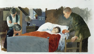 Micul zidar pe moarte din „Heart” de Edmondo De Amicis (1846-1908), desen norvegian av Edmondo de Amicis