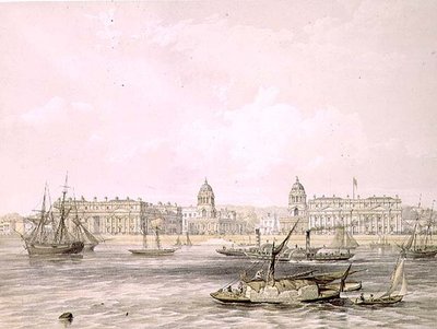 Greenwich Hospital, gravert av Thomas Picken (fl.1838-d.1870), pub. 1852 av Lloyd Bros. & Co. (litografi) av Edmund (after) Walker
