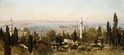 En utsikt over Konstantinopel (olje på lerret) av Edmund Berninger