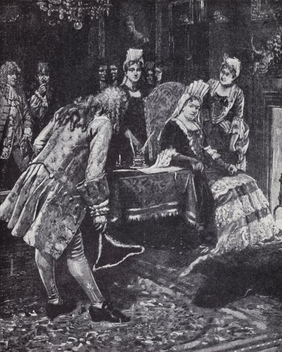 Hertugen og hertuginnen av Marlborough faller i unåde hos dronning Anne av Edmund Blair (after) Leighton