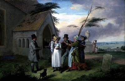 The Interrupted Wedding (olje på panel) av Edmund Bristow