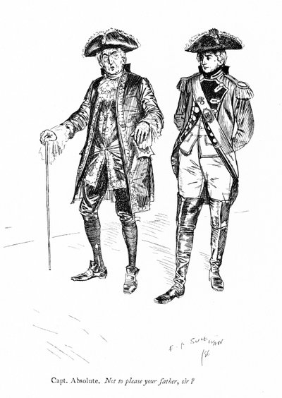 Illustrasjon for Sheridans The Rivals (gravering) av Edmund Joseph (after) Sullivan