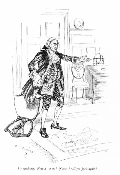 Illustrasjon for Sheridans The Rivals (gravering) av Edmund Joseph (after) Sullivan